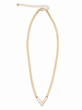 Gold-Tone Herringbone Necklace with Ivory Resin V – NWT